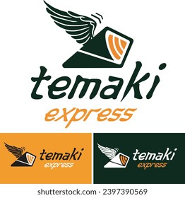 Logo Temaki Fly Wings Sushi Express Design Japan Restaurant