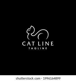 Logo Template About The Beauty Of A Plush Pet Represented With A Sitting Cat Elegantly Designed with Curved and Firm White Lines.
