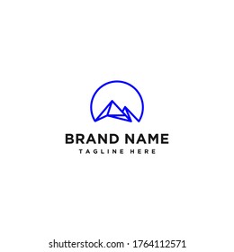 Logo Template About Challenging Outdoors Illustrates Mountains in Present Geometry Lines