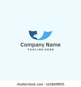 Logo Template About Concern For Nature Illustrated With Pigeons Tucked In The Negative Field Between Floating Paper