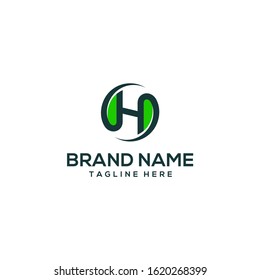 Logo Template About Drones With Environmentally Friendly Technology Illustrated In Letter H With The Rotating Effect That Forms Leaf Icons