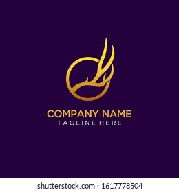 Logo Template About Nature Outside Illustrated With Deer Horn Symbols In Circle Lines