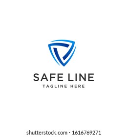 The Logo Template About Protection Is Illustrated With Three Rotating Lines Forming The Shield Symbol