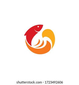 Logo template of abstract fish. Simple flat style. Vector logo template ready for use.