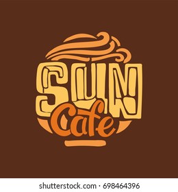 Logo template with abstract geometric ornament elements. Identity design with letter for cafe.