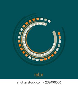 Logo template with abstract rotating wheel on a sherpa blue background. Vector