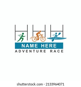 logo template for adventure race, run, cycling and kayak.