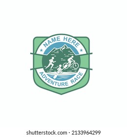 logo template for adventure race, run, cycling and kayak.