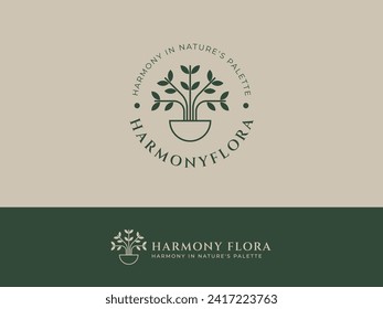 Logo-Vorlage für die ästhetische Blüten- und Leaf-Industrie