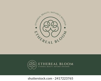 Plantilla de logotipo para la industria de flores estéticas y hojas