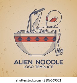 Logo template of alien on bowl