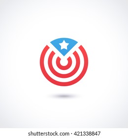 Logo template. American logotype design. USA flag with stars and stripes. Vector illustration.