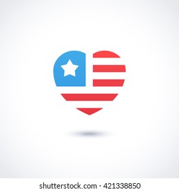 Logo template. American logotype design. USA flag with stars and stripes. Vector illustration.