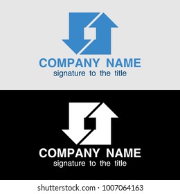 Logo template with arrows on light and on a black background. An example of design for financial exchange company. Vector illustration.
