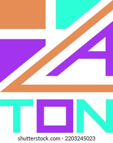 Logo template for ATON in geometric style with windows. Vector illustration.