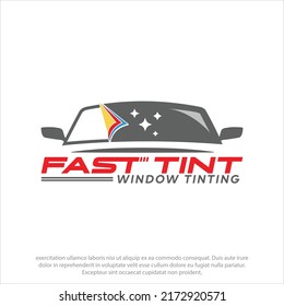 Logo template for auto glass and tint service. Car windshield icon and vector. Vector logo for auto glass specialist.