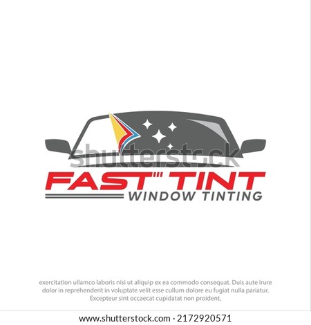 Logo template for auto glass and tint service. Car windshield icon and vector. Vector logo for auto glass specialist.