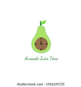plantilla de logotipo, diseño de logotipo de aguacate con reloj dentro, puede utilizarse como logotipo o marca