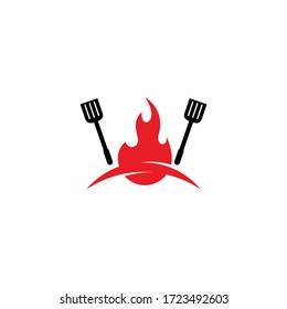 Logo template of barbecue and fire. Simple flat style. Vector logo template ready for use.