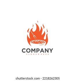 Logo template for barbecue restaurant. Vector illustration EPS.8 EPS.10