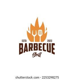 Logo template for barbecue restaurant. Vector EPS 10