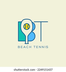 Plantilla de logotipo para el tenis en la playa.