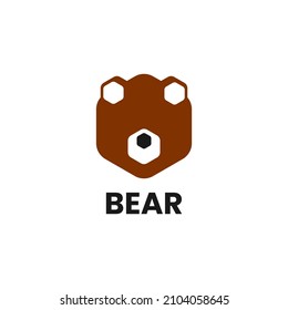 logo template with bear shape made of hexagons