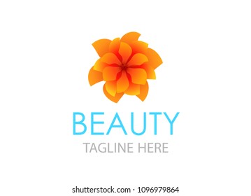 Logo template with Beautiful Flower. Vector emblem in EPS 10 for beauty saloon, floral store, travel company.