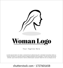 Logo Template Beauty woman illustration for cosmetic brand and spa and saloon