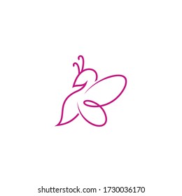 Logo template of bee in line style. Simple flat style. Vector logo template ready for use.