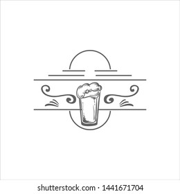 Logo template beer drinks with line art style