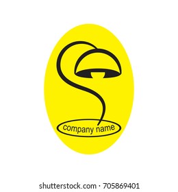 logo template, black lamp contour in yellow oval, vector