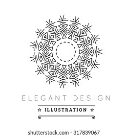 Logo template. Black and white design. Outline style. Conceptual minimal icon. Use for card, poster, brochure, banner, web. Easy to edit. Vector illustration - EPS10