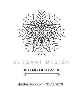 Logo template. Black and white design. Outline style. Conceptual minimal icon. Use for card, poster, brochure, banner, web. Easy to edit. Vector illustration - EPS10