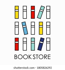 logo template for a bookstore or society of book lovers. Vector illustration in the style of minimalism.isolated on a white background.books of different colors are on the shelf and there is a place