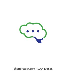 Logo template of brain and chat. Simple flat style. Vector logo template ready for use.