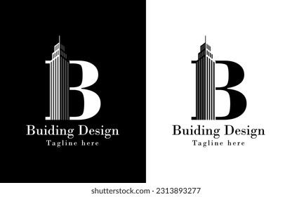 logo template Building Letter B with unique concept
