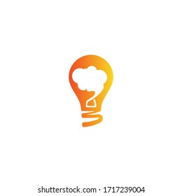 Logo template of bulb and brain. Simple flat style. Vector logo template ready for use.