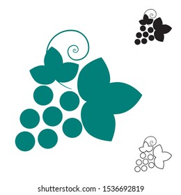 Logo template. Bunch of grapes with leaves .