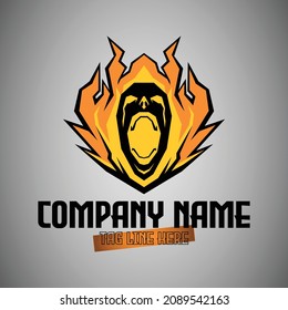 Logo Template Of Burned Angry Face, This Cool And Fierce Image Is Suitable For Esport Team Logos Or For Rock Band Logo, Can Be Used T-shirt Or Merchandise Design