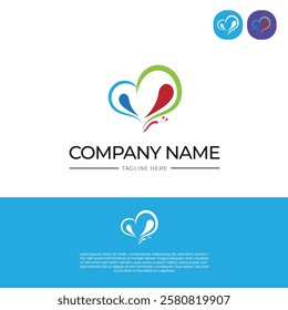 Logo Template, Butterfly and love Simple Concept, Logo, Colorful Icon, Insect Animal Vector Illustration