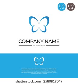 Logo Template, Butterfly Simple Concept, Logo, Colorful Icon, Insect Animal Vector Illustration