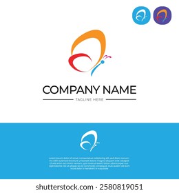 Logo Template, Butterfly Simple Concept, Logo, Colorful Icon, Insect Animal Vector Illustration