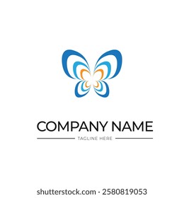 Logo Template, Butterfly Simple Concept, Logo, Colorful Icon, Insect Animal Vector Illustration