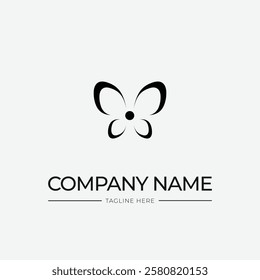 Logo Template, Butterfly Simple Concept, Logo retro Icon, Insect Animal Vector Illustration black and white