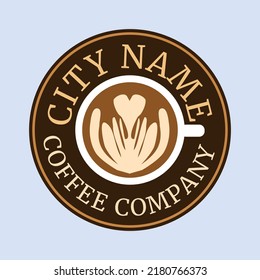 Logo template for a cafe that serves coffee, including latte art 