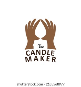 Logo Template Candle Maker, Candle Hand Icon.