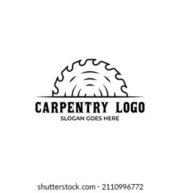 Logo-Vorlage für Tischlerarbeiten. Halbsäge-Logo.