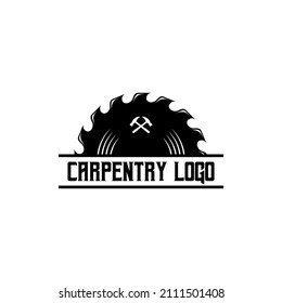 logo template for carpentry work. The logo has a black saw blade shape.