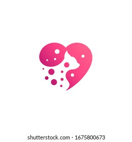 Logo template of cat and love. Simple flat style. Vector logo template ready for use.